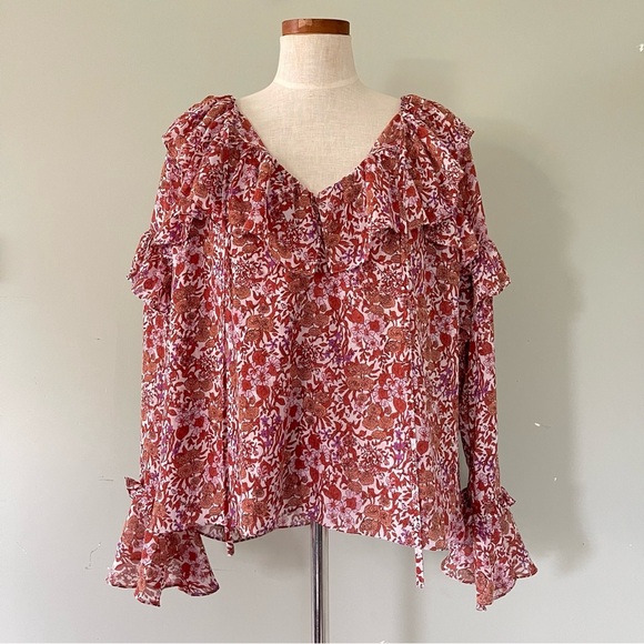 J. Crew Tops - J.Crew Ruffle Crinkle Chiffon Top size Large New